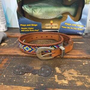 BRIGHTON Vintage Beaded Braided Belt 32